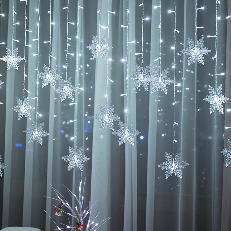 Cortina de Flocos de Neve LED 3,2 m com 8 Efeitos