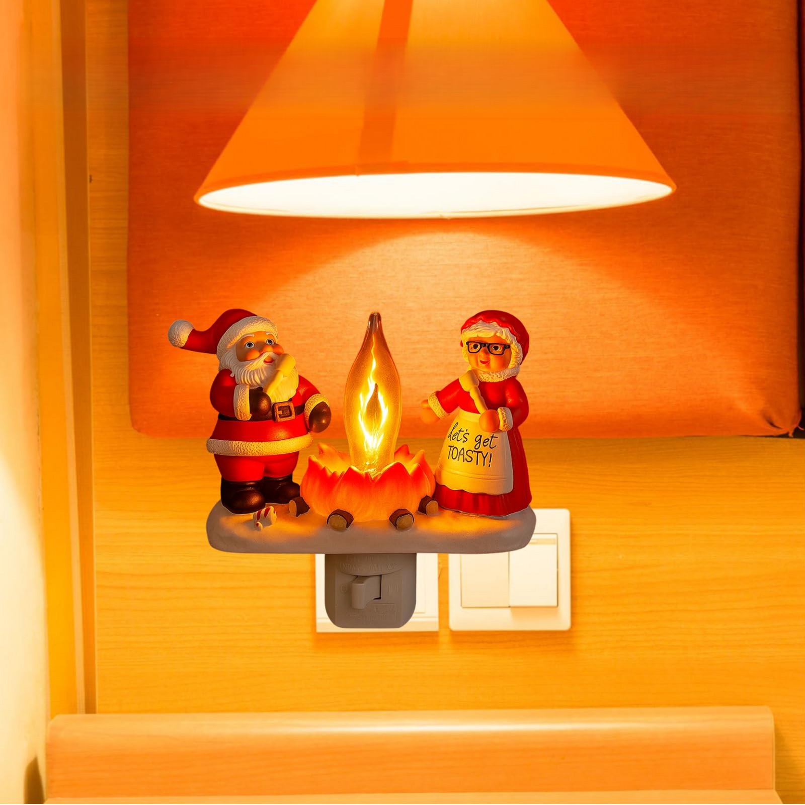 Luz Noturna de Natal com Chama de Fogueira