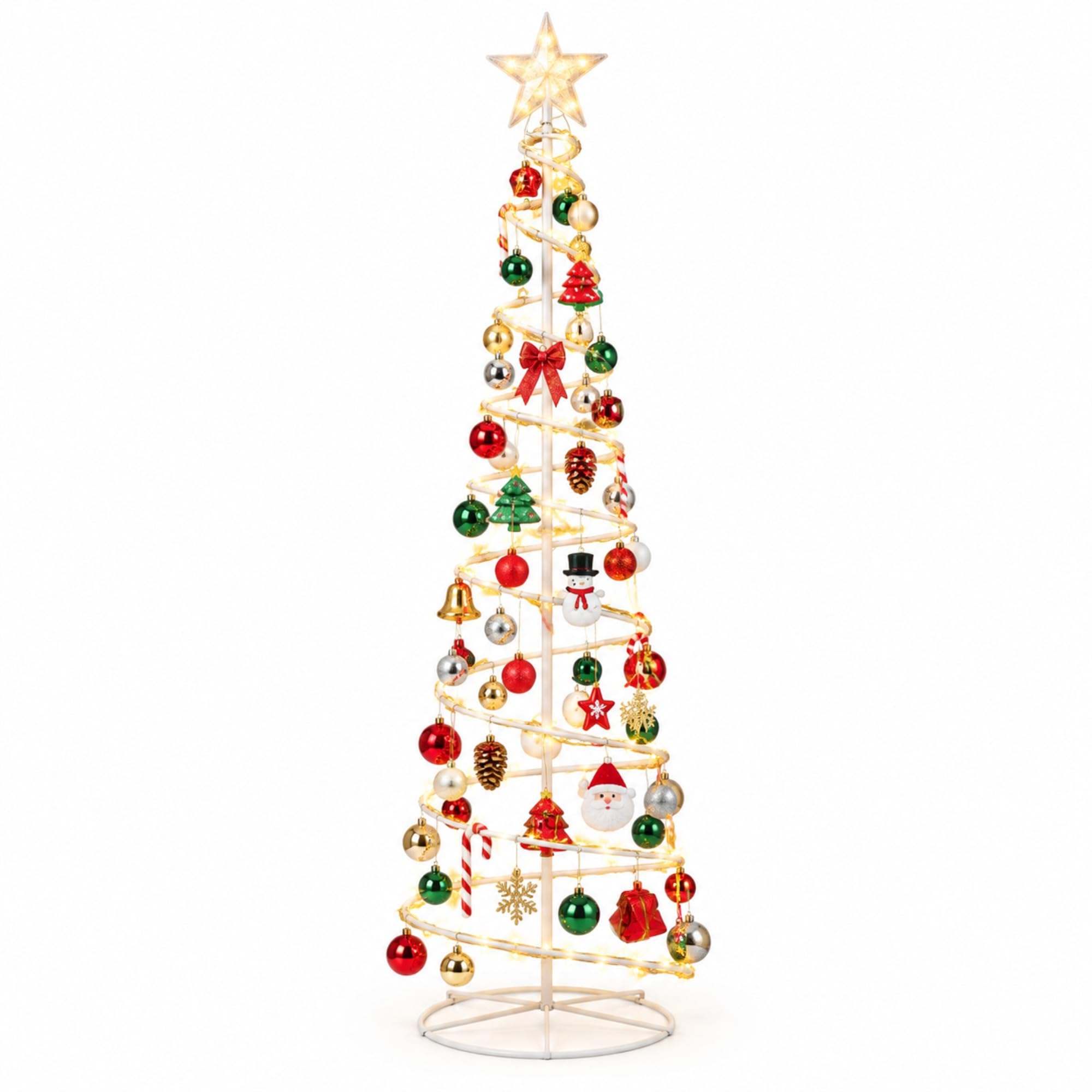 Árvore de Natal Espiral de LED 1,80 m com Enfeites