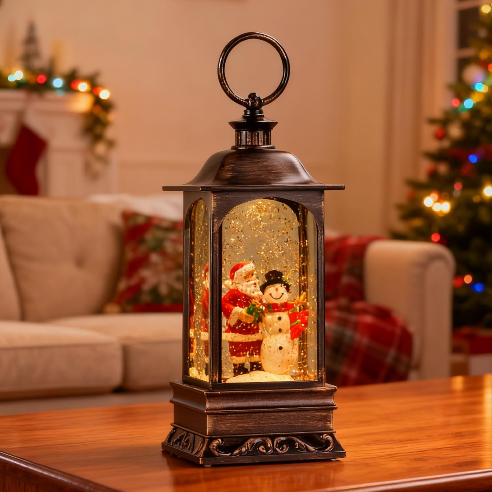 Lanterna Globo de Neve Musical com Luz LED