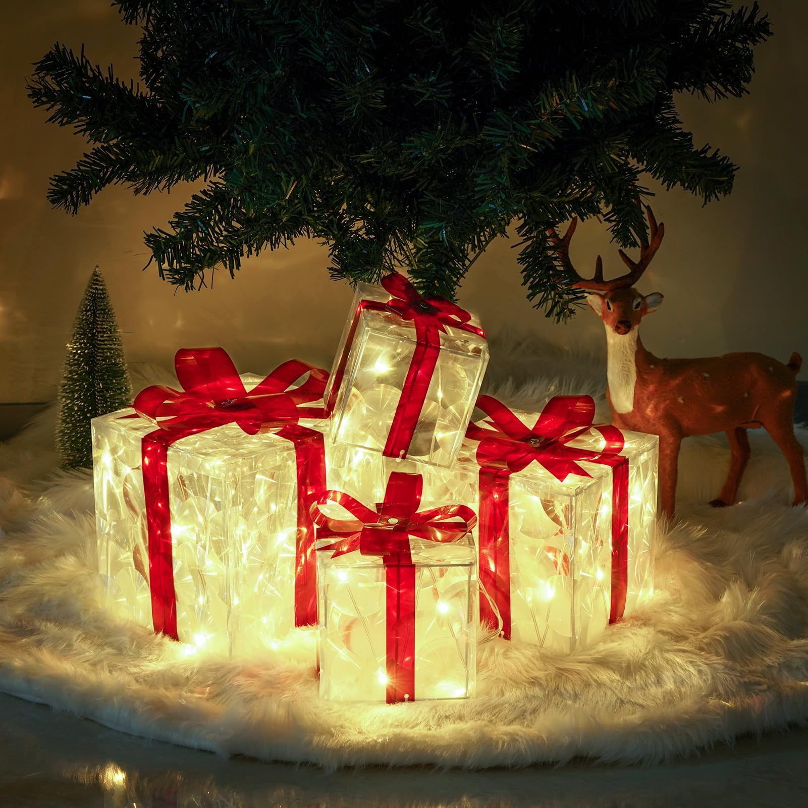 Kit 4 Caixas de Presente Iluminadas de Natal