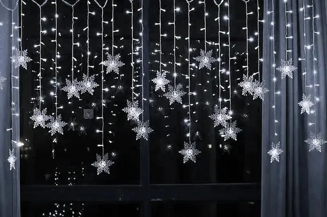 Cortina de Flocos de Neve LED 3,2 m com 8 Efeitos