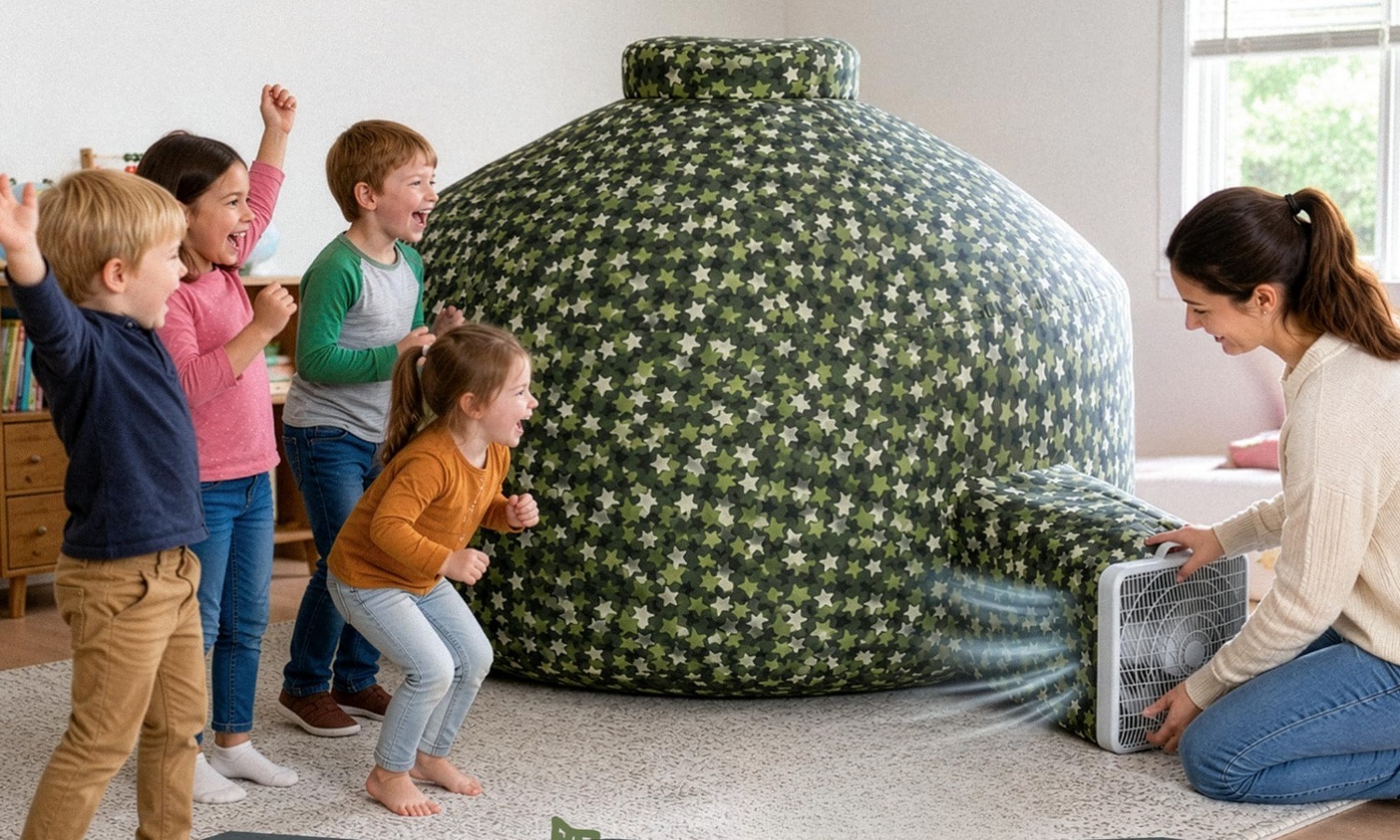 Cabana Inflável Infantil que Enche com Ventilador